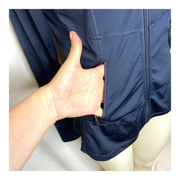 Navy Blue Stretch Zip Up Activewear Jacket - Picture 6 of 8